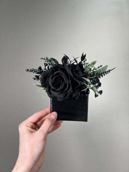 Black Pocket Boutonniere Wedding Groom Boutonnière Gothic Black Square Groomsmen Pocket Boutonniere Black Sage Green Boutonniere Prom