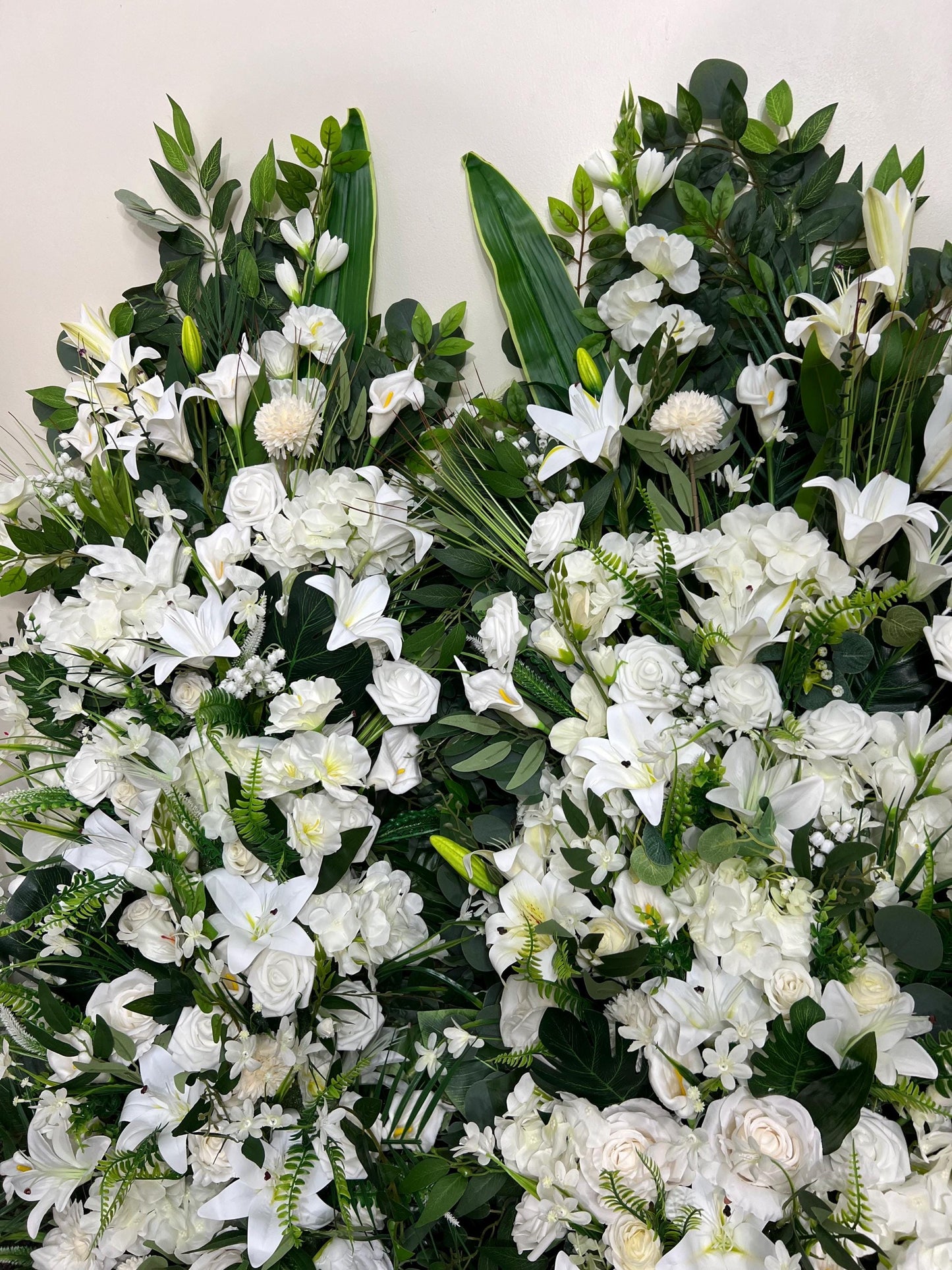 Wedding Aisle Marker Flower Floor Arrangement Whiskey Barrel Décor White Ground Arch White Lilies