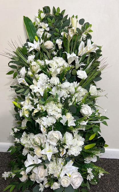 Wedding Aisle Marker Flower Floor Arrangement Whiskey Barrel Décor White Ground Arch White Lilies