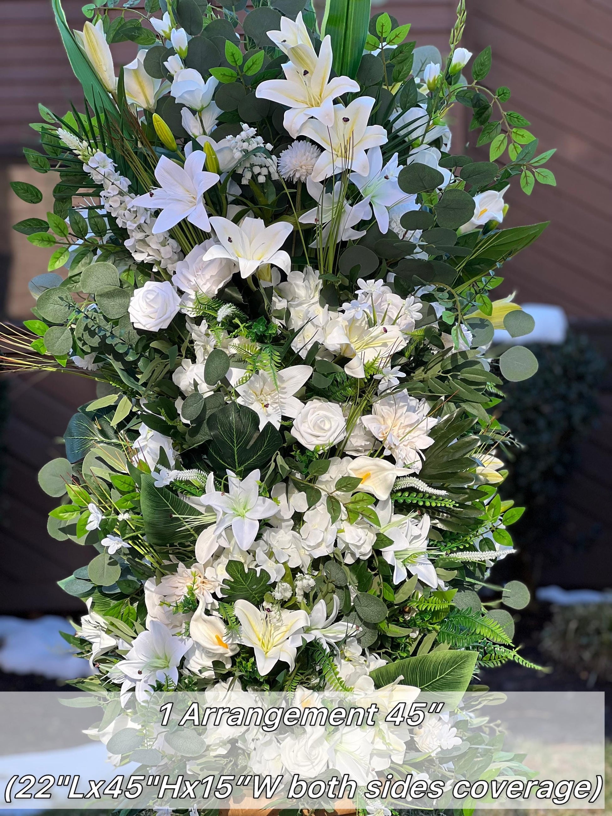 Wedding Aisle Marker Flower Floor Arrangement Barrel Décor Ground Arch Wedding White Lilies Décor