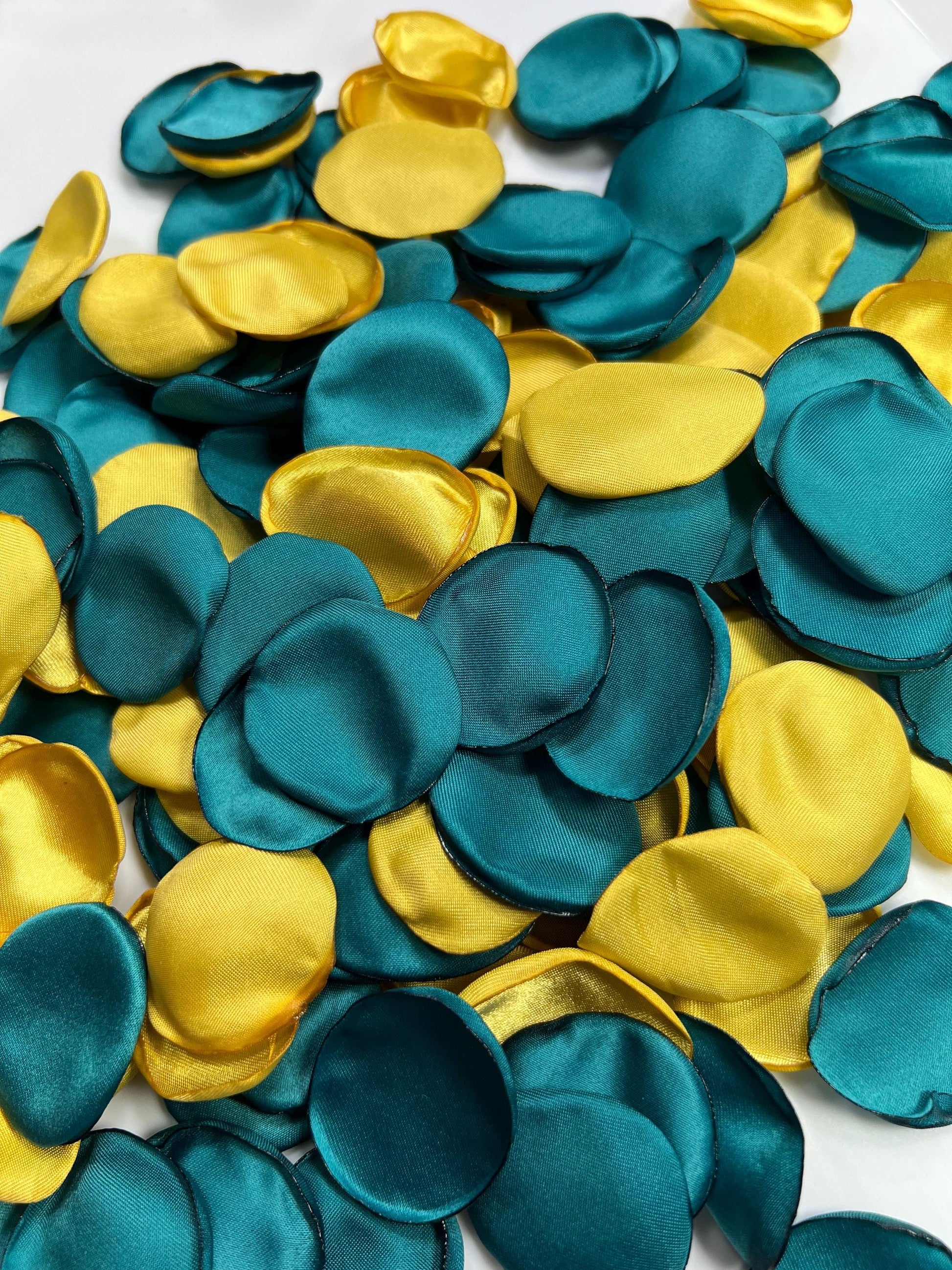Teal Gold Petals Wedding Decor Flower Girl Petals Dark Teal Gold Wedding Aisle Decor Flower Petals Teal Ceremony Petals Gold Confetti