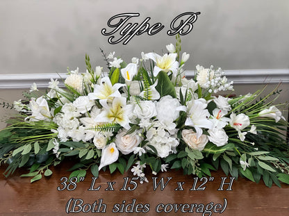White Wedding Altar Flower Arrangement, Church Ceremony Pulpit Flowers, White Lily Chapel Floral Decor Centerpiece Reddit