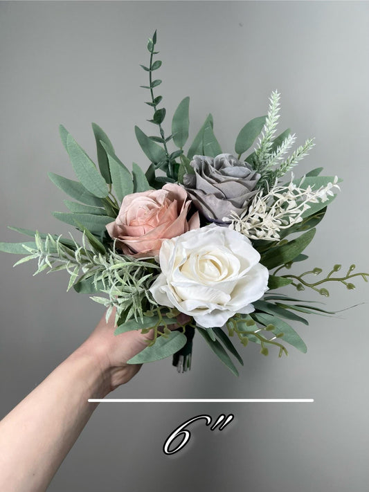 Grey Bouquet Wedding White Dusty Rose Gray Bouquet Bridal Bouquet Grey White Bridesmaids Bouquet Dusty Rose Eucalyptus Artificial Flowers