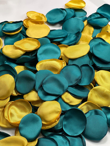 Teal Gold Petals Wedding Decor Flower Girl Petals Dark Teal Gold Wedding Aisle Decor Flower Petals Teal Ceremony Petals Gold Confetti