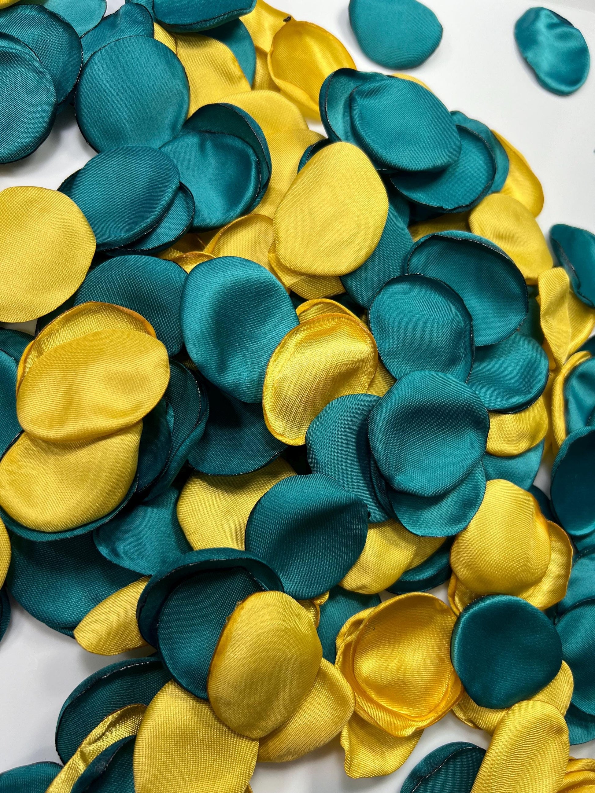 Teal Gold Petals Wedding Decor Flower Girl Petals Dark Teal Gold Wedding Aisle Decor Flower Petals Teal Ceremony Petals Gold Confetti