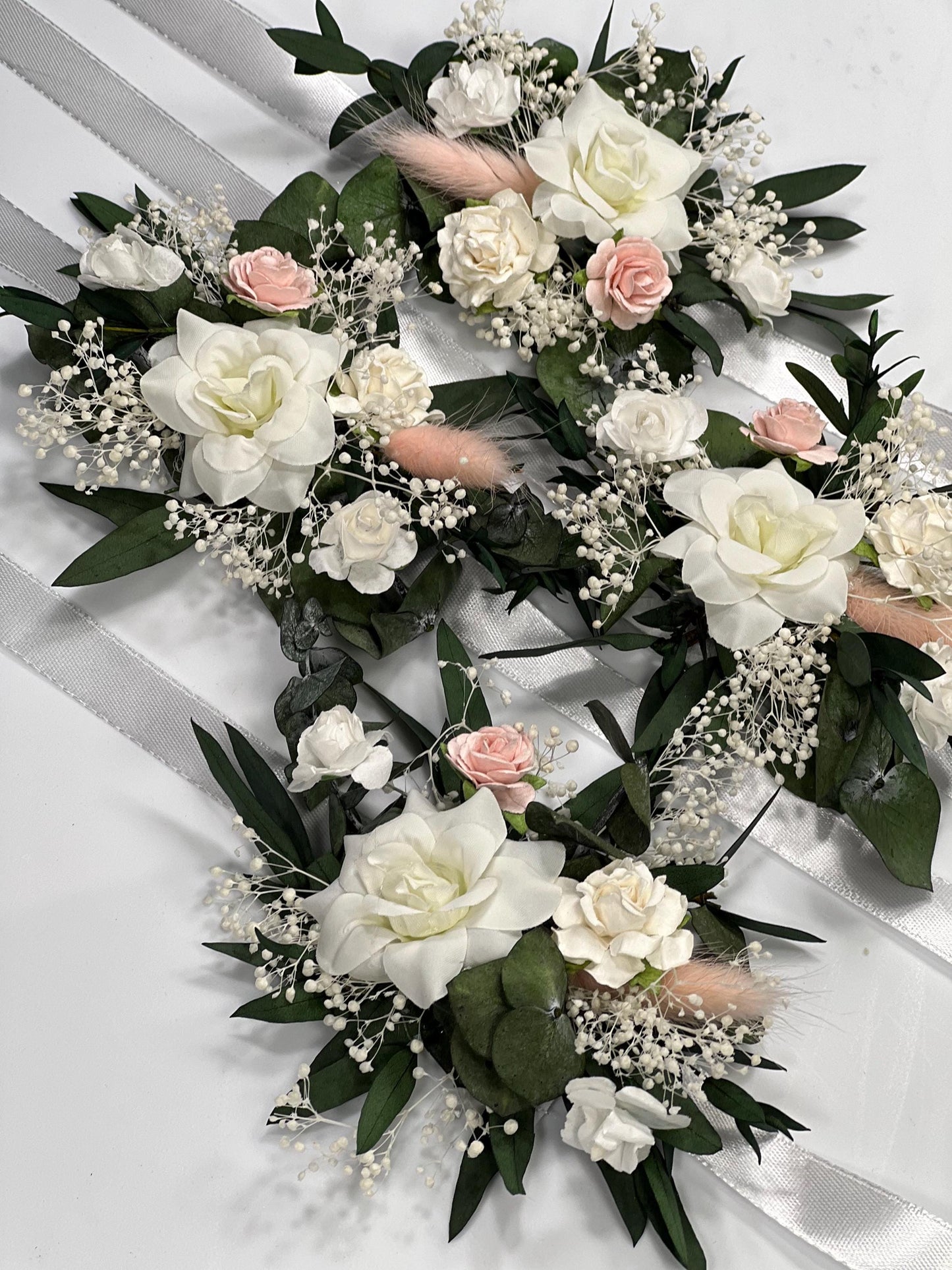 White Blush Boutonniere Wedding Eucalyptus Boutonniere Wrist Corsage Bridesmaids White Blush Mom Pink Baby Breath Accessories Artificial