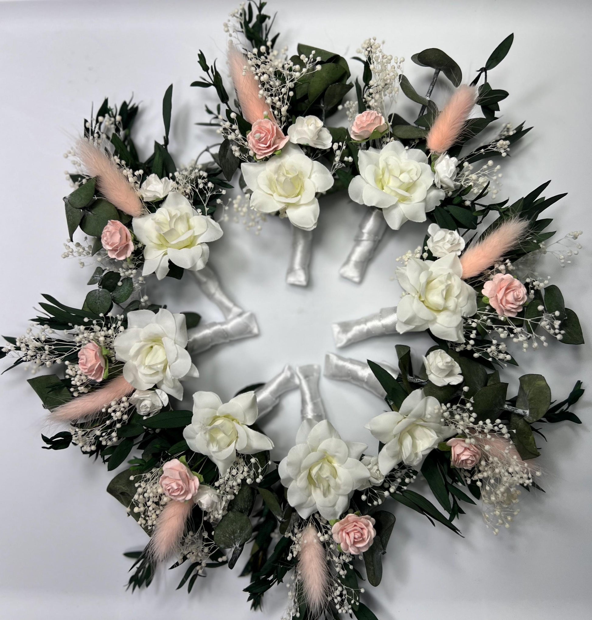White Corsage Wedding Eucalyptus Corsage Wrist Corsage Bridesmaids White Blush Mom Corsage Pink Baby Breath Accessories Artificial Flower