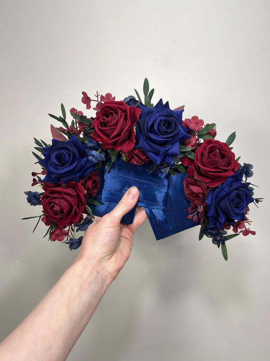 Burgundy Navy Blue Pocket Boutonniere Wedding Navy Blue Burgundy Boutonniere Pocket Groom Wine Red Dark Blue Boutonnière Square Groomsmen