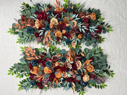 Teal Arch Arrangement Wedding Rust Dark Teal Burgundy Arbor Arrangement Burnt Orange Teal Arch Arrangement Terracotta Brown Teal Blue