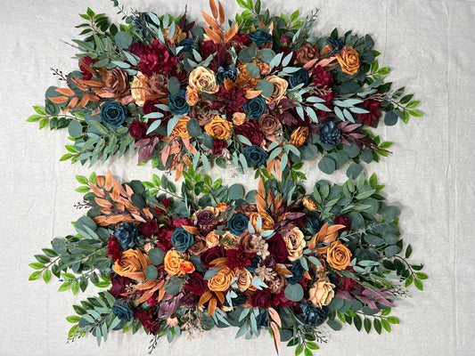 Teal Arch Arrangement Wedding Rust Dark Teal Burgundy Arbor Arrangement Burnt Orange Teal Arch Arrangement Terracotta Brown Teal Blue