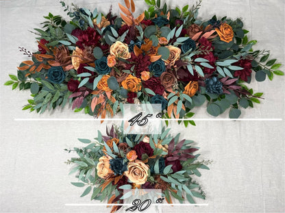 Teal Arch Arrangement Wedding Rust Dark Teal Burgundy Arbor Arrangement Burnt Orange Teal Arch Arrangement Terracotta Brown Teal Blue