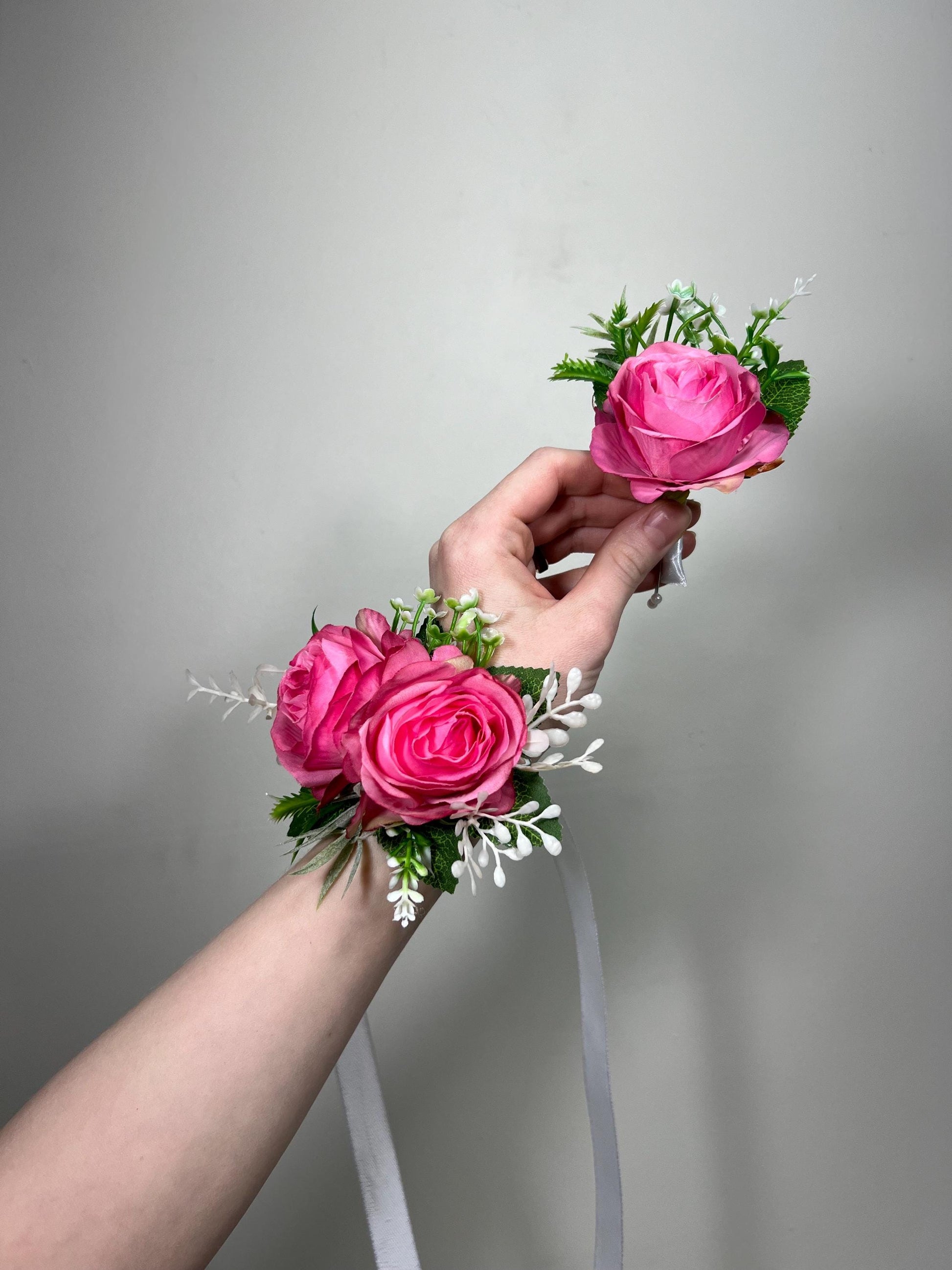 Pink Boutonniere Wedding Groom Pink Groomsmen Boutonnière Hot Pink Boutonniere Fuchsia Viva Magenta Prom Boutonniere Artificial Flower