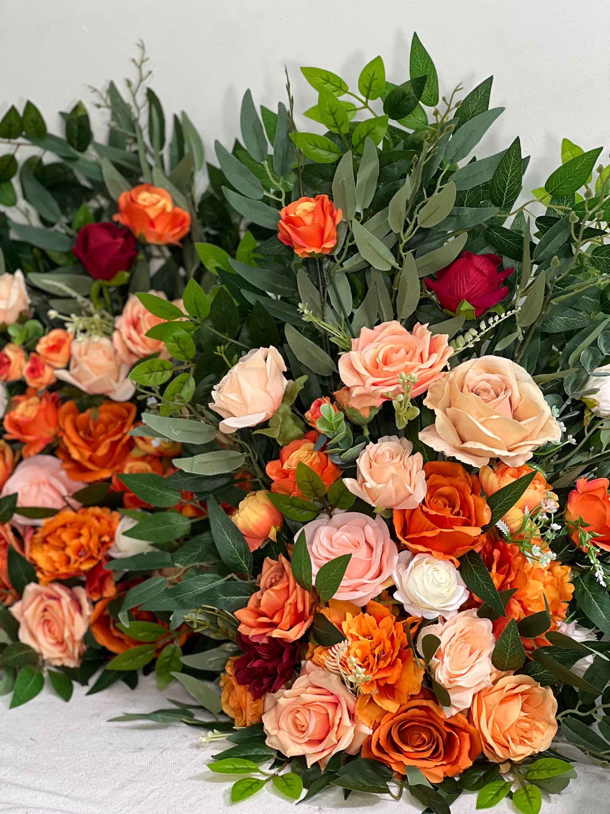 Wedding Aisle Marker Flower Floor Arrangement Barrel Décor White Orange Ground Arch Wedding Burgundy Ivory Terracotta Peach