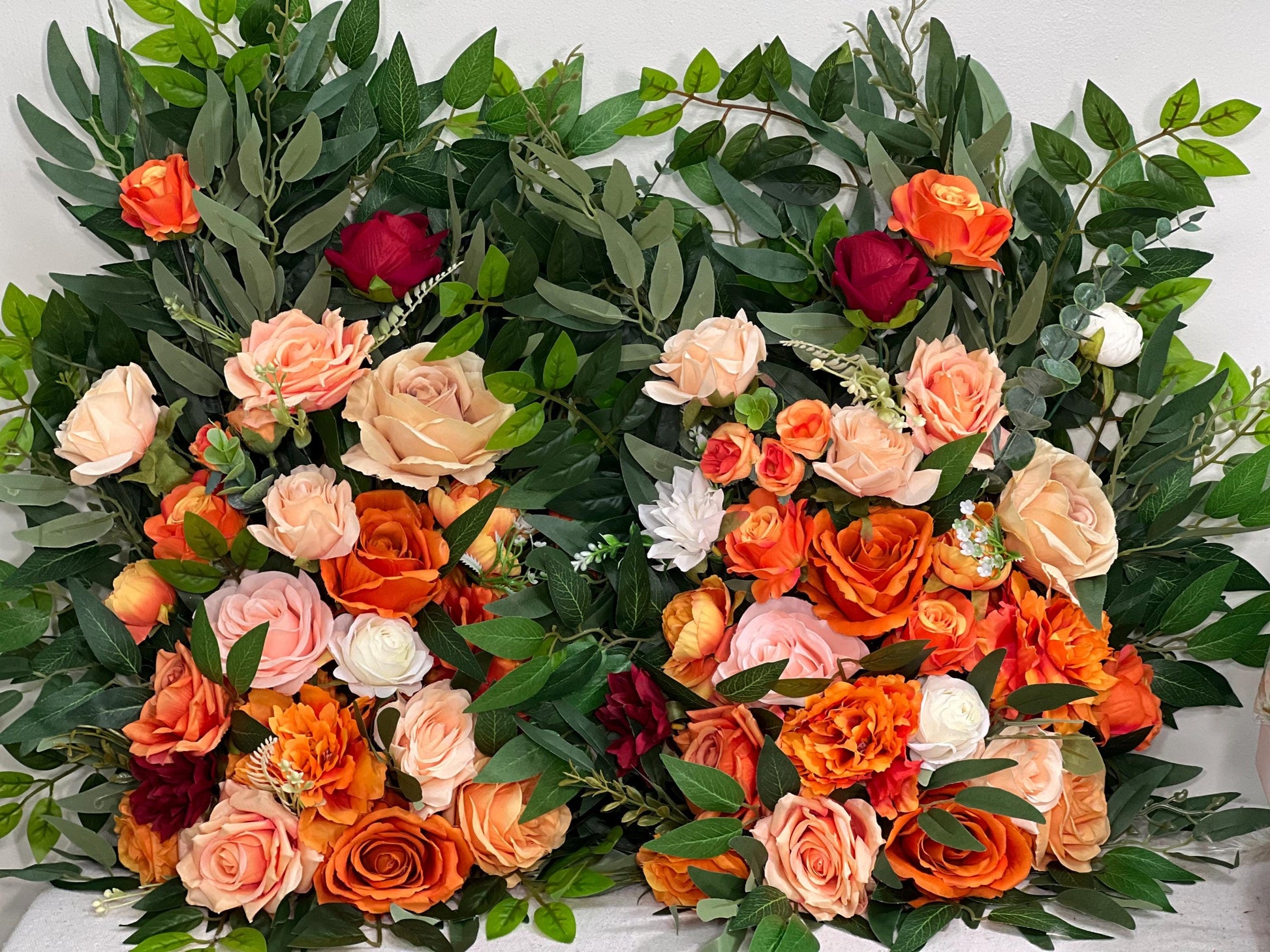 Wedding Aisle Marker Flower Floor Arrangement Barrel Décor White Orange Ground Arch Wedding Burgundy Ivory Terracotta Peach