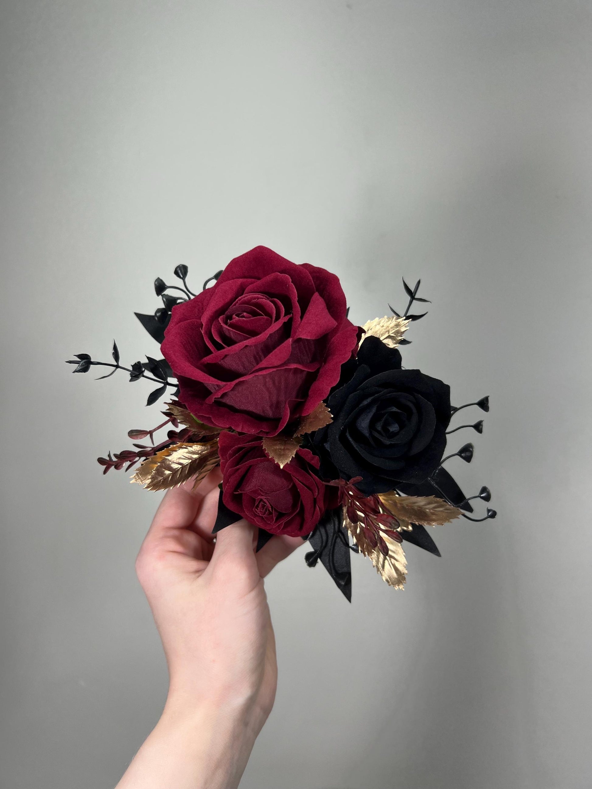 Black Burgundy Cake Decor Flower Wedding Gothic Cake Topper Flowers Black Burgundy Gold Cake Decoration Wine Red Black Cake Arrangement