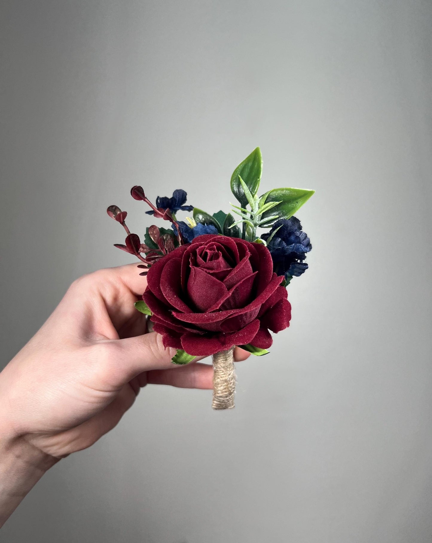 Burgundy Navy Blue Boutonniere Wedding Groom Boutonniere Burgundy Dark Blue Groomsmen Boutonnière Prom Navy Blue Maroon Artificial Flowers