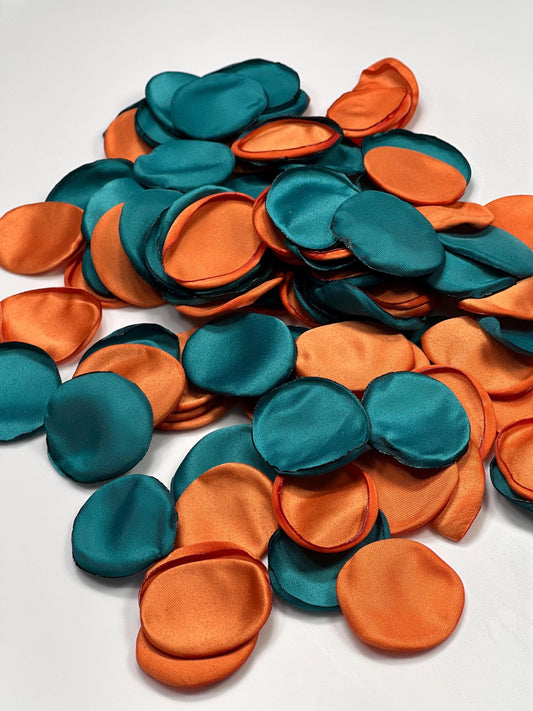 Teal Terracotta Petals Wedding Decor Peacock Petals Dark Teal Rust Wedding Aisle Decor Flower Petals Teal Blue Burn Orange Confetti