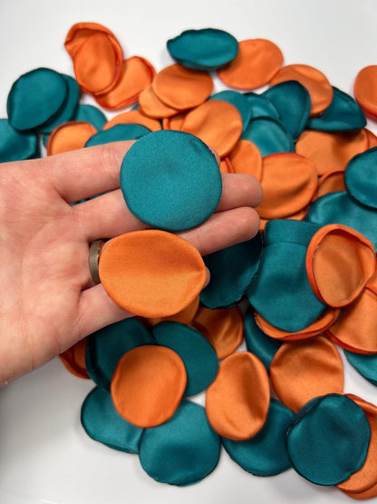 Teal Terracotta Petals Wedding Decor Peacock Petals Dark Teal Rust Wedding Aisle Decor Flower Petals Teal Blue Burn Orange Confetti