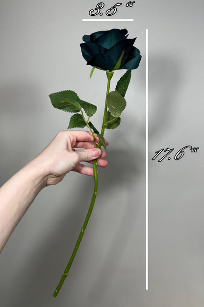 Dark Teal Rose Peacock Green Flower with Long Stems Flower Artificial Flower Dark Green Rose Wedding DIY Emerald Green Flower Head Teal
