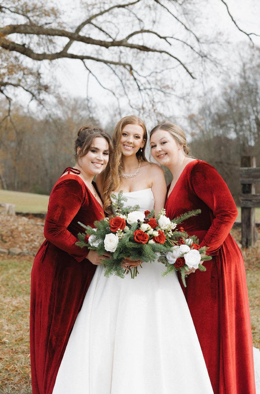 Wedding Christmas Bouquet Bridal White Rustic Bridesmaids Bouquet Red Winter Christmas Tree Pine Red Berries Artificial Flowers Winter