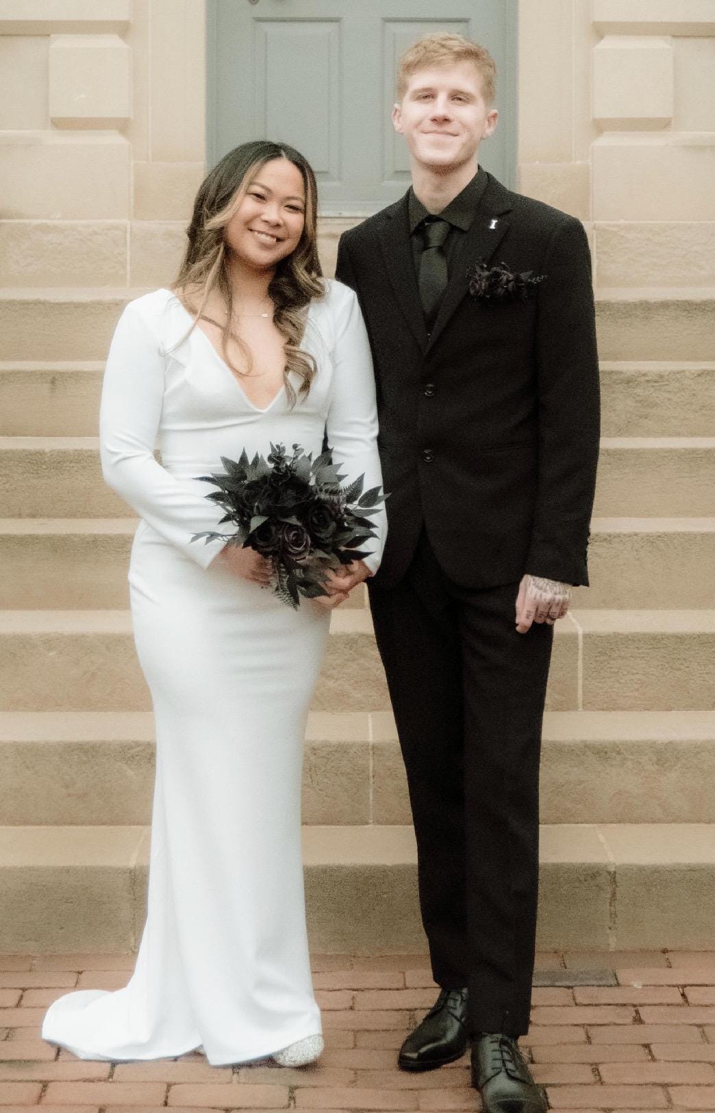 Black Plum Bouquet Bridal Cascading Black Wedding Bouquet Plum Gothic Bridesmaids Bouquet Cascade Dark Purple Black Wedding Artificial