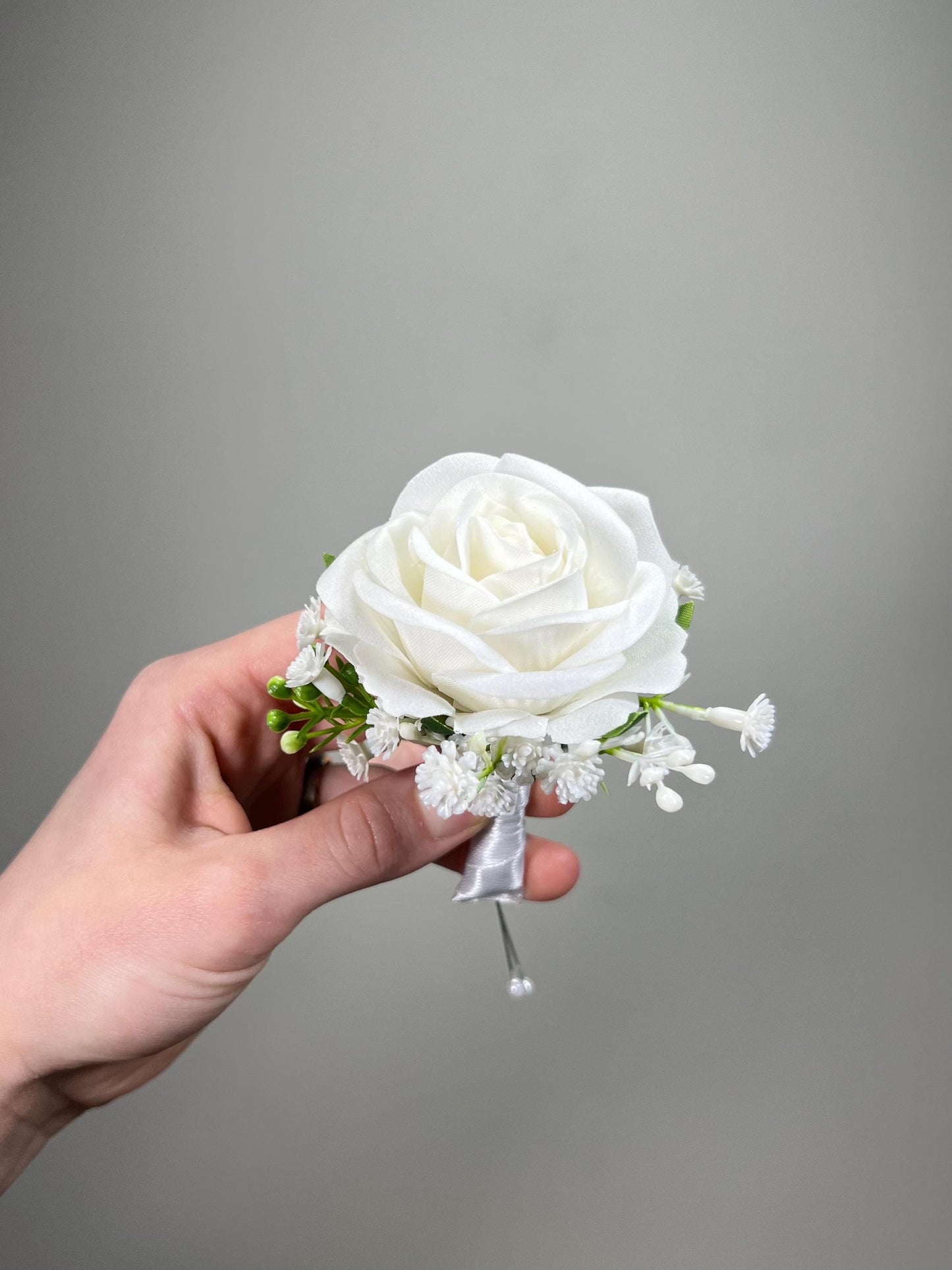 White Rose Boutonniere Wedding Baby Breath Boutonniere Gypsophila Button Hole Boutonniere Groom White Boutonniere Groomsmen Prom Boutonniere