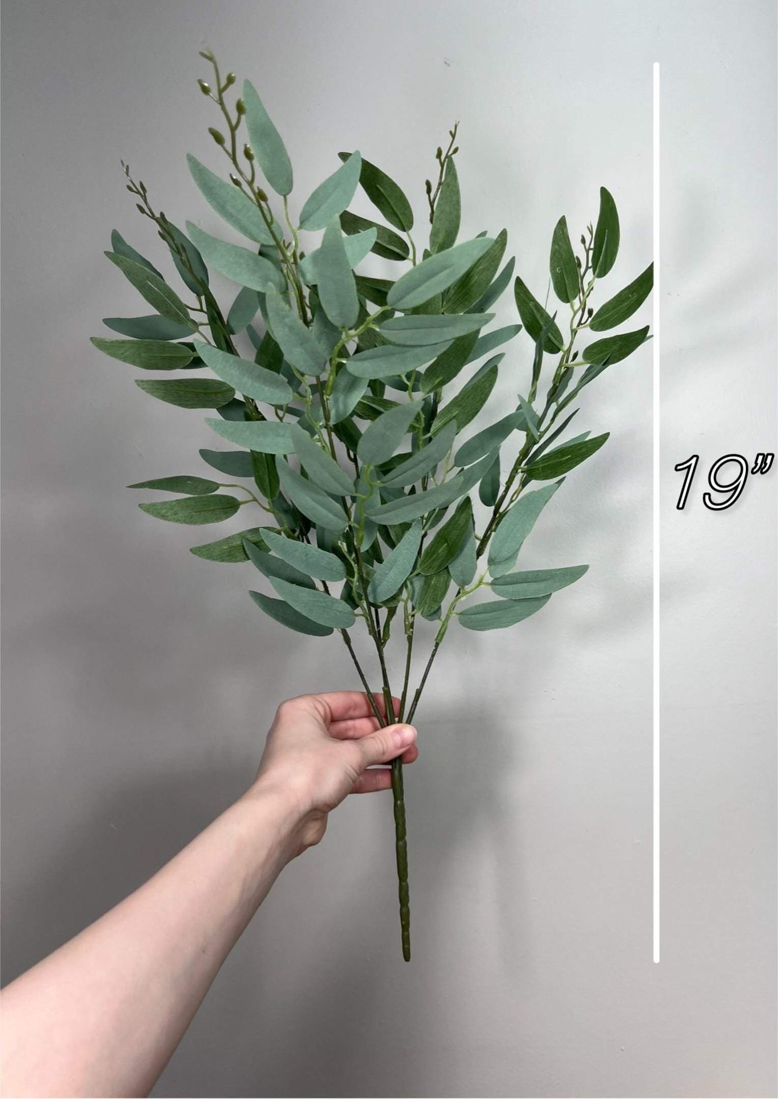 Bulk Artificial Willow Leaves 1 Bunch Bundle Dark Green Greenery Eucalyptus Stems Decor Wedding Greenery Faux Foliage Willow Craft Supplies