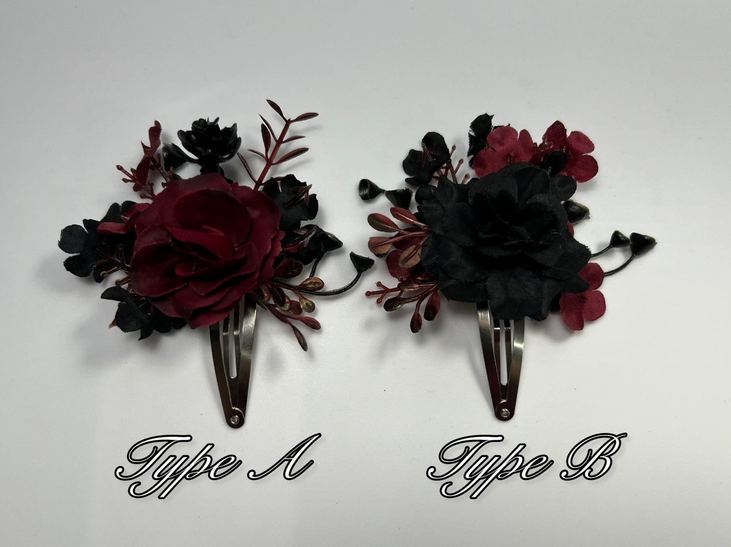 Hair Clip Black Burgundy Wedding Hair Pin Black Gothic Wedding Hair Clip Floral Burgundy Black Snap Clip Hair Accessories Maroon Black