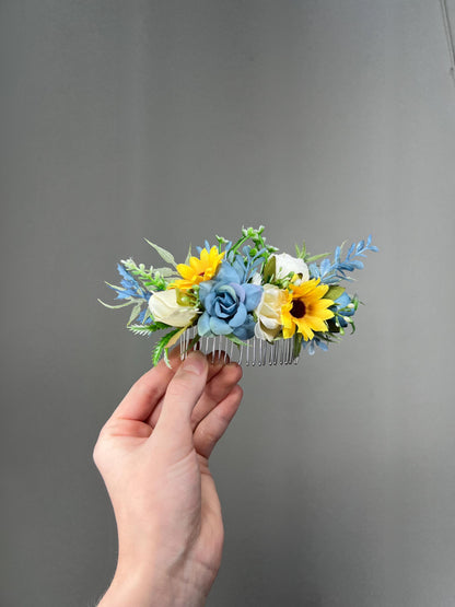 Sunflower Corsage Wedding Dusty Blue Sunflower Wrist Corsage Mom Yellow Sunflower Corsages Blue Sunflower Fall Baby Breath White Corsage