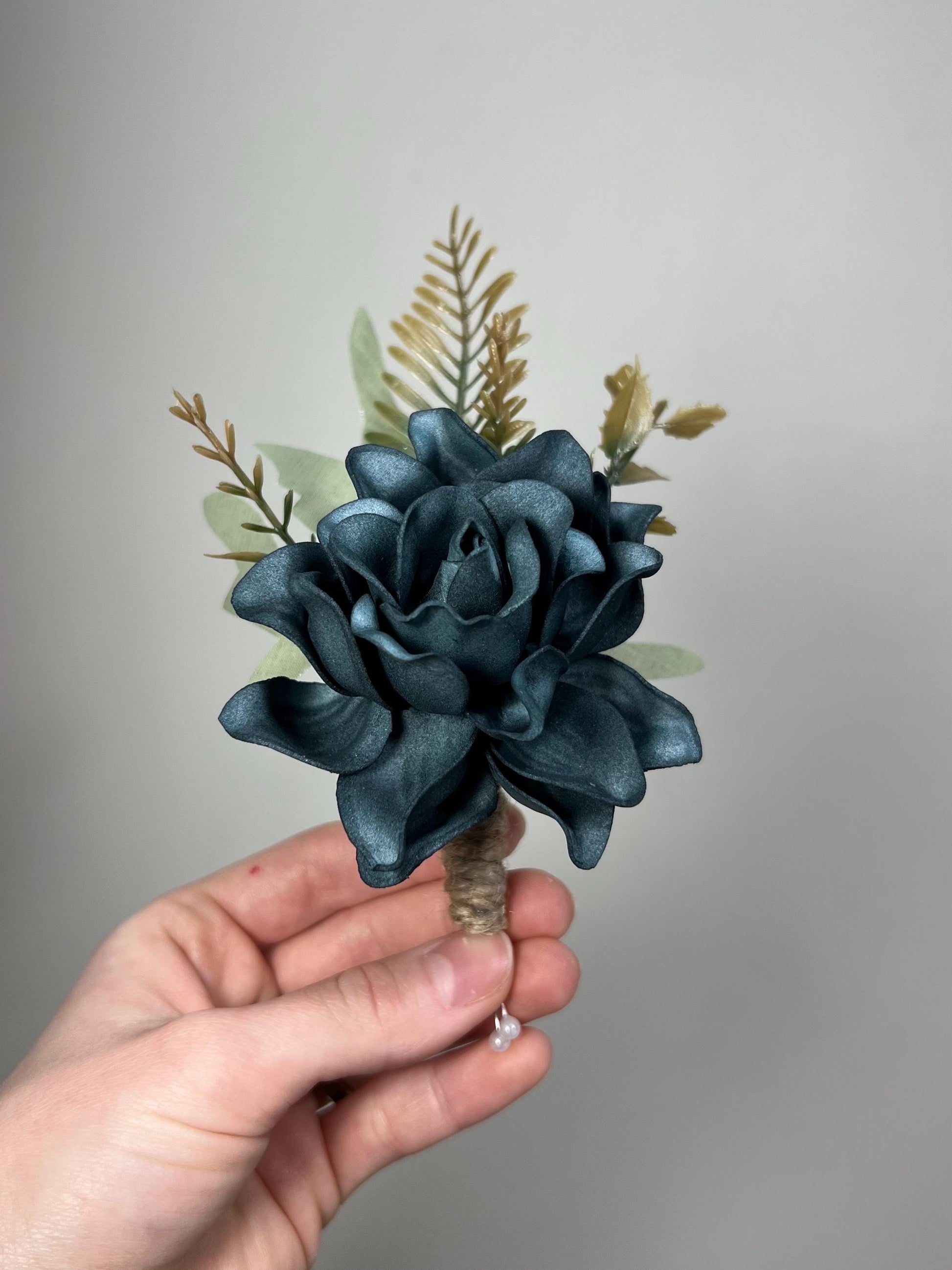 Teal Boutonniere Wedding Dark Teal Groom Boutonnière Teal Pin On Groomsmen Peacock Boutonniere Prom Dark Teal Artificial Flower