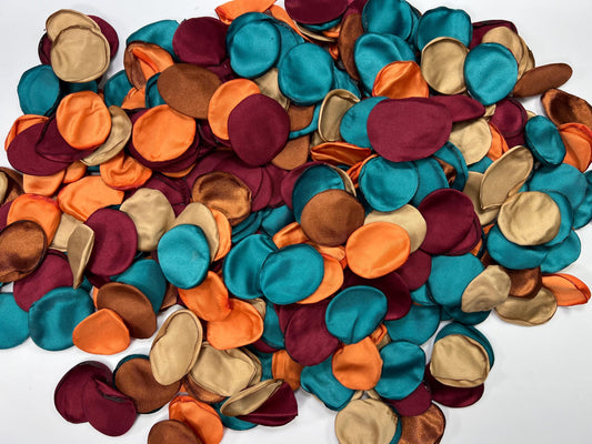 Teal Orange Petals Wedding Decor Flower Girl Petals Dark Teal Terracotta Burgundy Wedding Aisle Decor Flower Petals Brown Rust Confetti