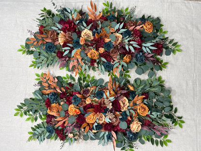 Teal Arch Arrangement Wedding Rust Dark Teal Burgundy Arbor Arrangement Burnt Orange Teal Arch Arrangement Terracotta Brown Teal Blue