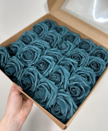 Dark Teal Flower Head Wedding Decor Teal Small Flower Rose Wedding DIY Craft Supplies Wedding Deep Teal Green Flower Head Dark Teal