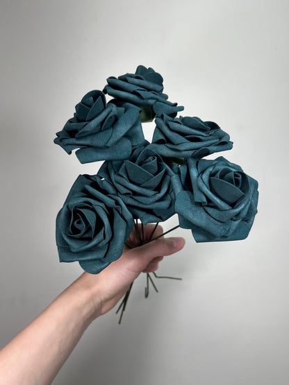 Dark Teal Flower Head Wedding Decor Teal Small Flower Rose Wedding DIY Craft Supplies Wedding Deep Teal Green Flower Head Dark Teal