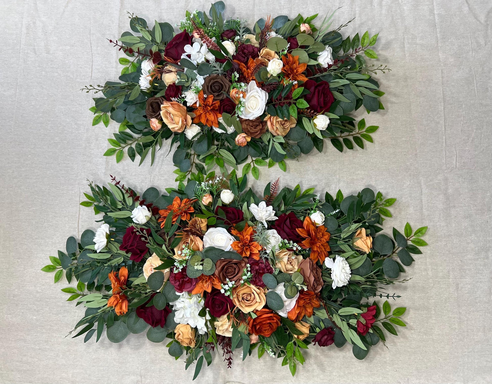 Arch Arrangements Orange Burgundy Wedding Arbor Arrangements Terracotta Maroon White Wedding Arch Arrangements Aisle Burnt Orange Rust Ivory