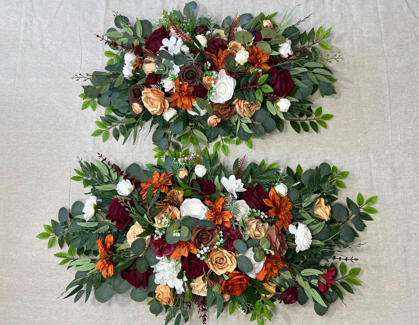 Arch Arrangements Orange Burgundy Wedding Arbor Arrangements Terracotta Maroon White Wedding Arch Arrangements Aisle Burnt Orange Rust Ivory