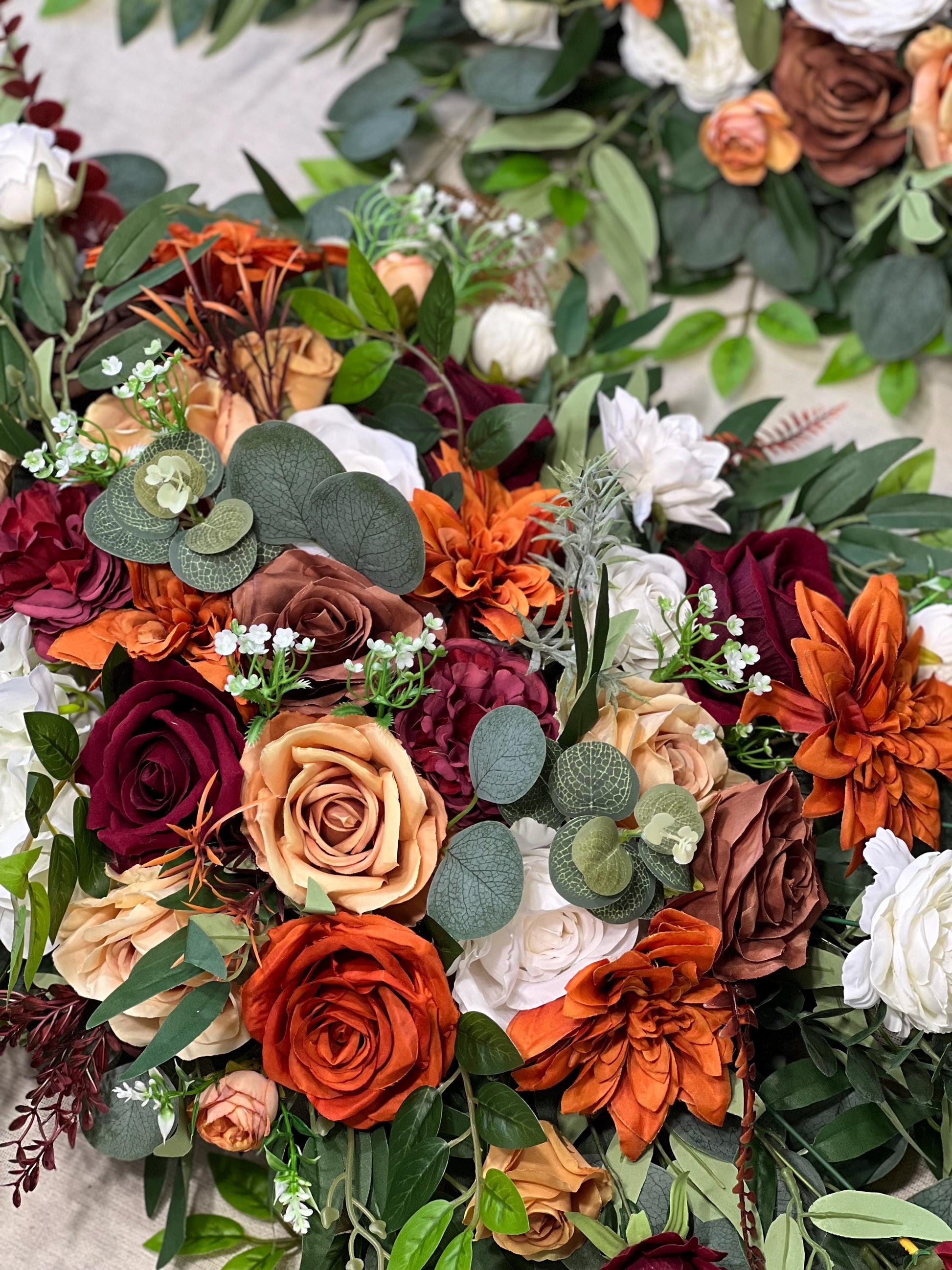 Arch Arrangements Orange Burgundy Wedding Arbor Arrangements Terracotta Maroon White Wedding Arch Arrangements Aisle Burnt Orange Rust Ivory