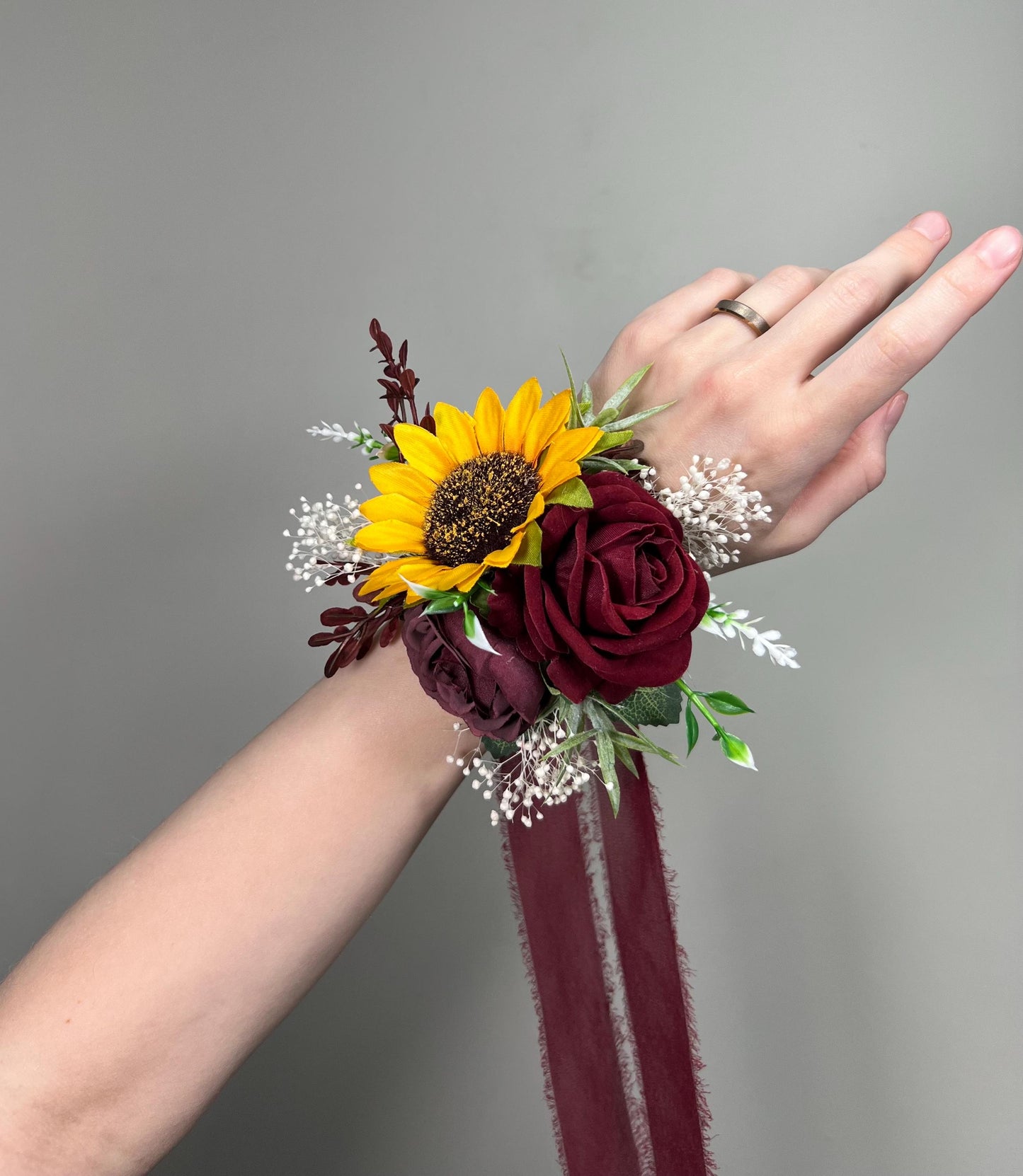 Sunflower Boutonniere Burgundy Wedding Sunflowers Boutonnière Groom Maroon Sunflower Groomamen Boutonniere Prom Yellow Sunflower Artificial