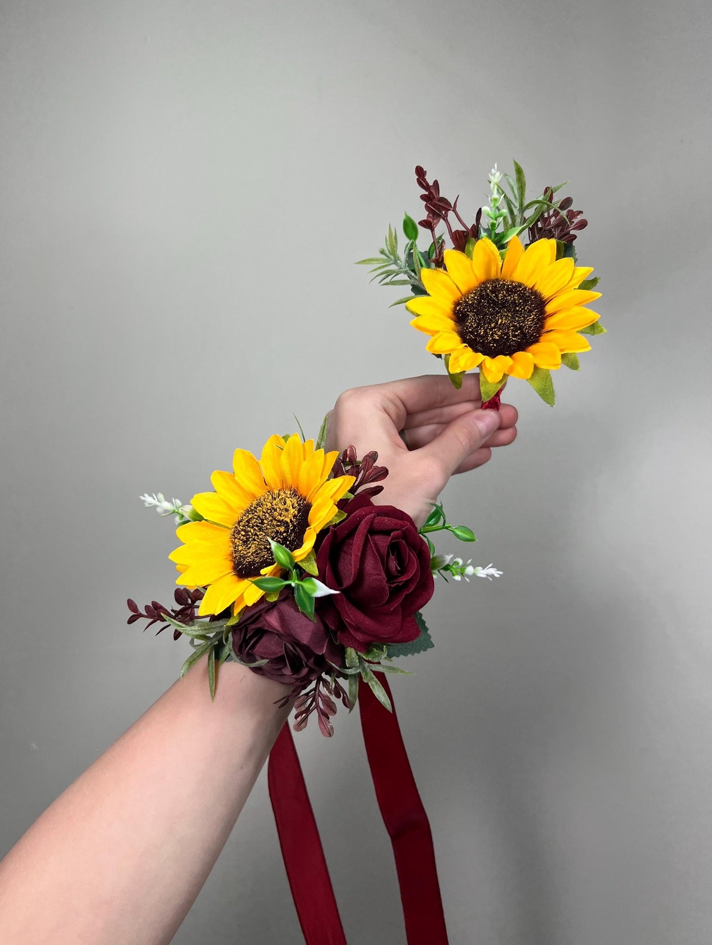 Sunflower Boutonniere Burgundy Wedding Sunflowers Boutonnière Groom Maroon Sunflower Groomamen Boutonniere Prom Yellow Sunflower Artificial