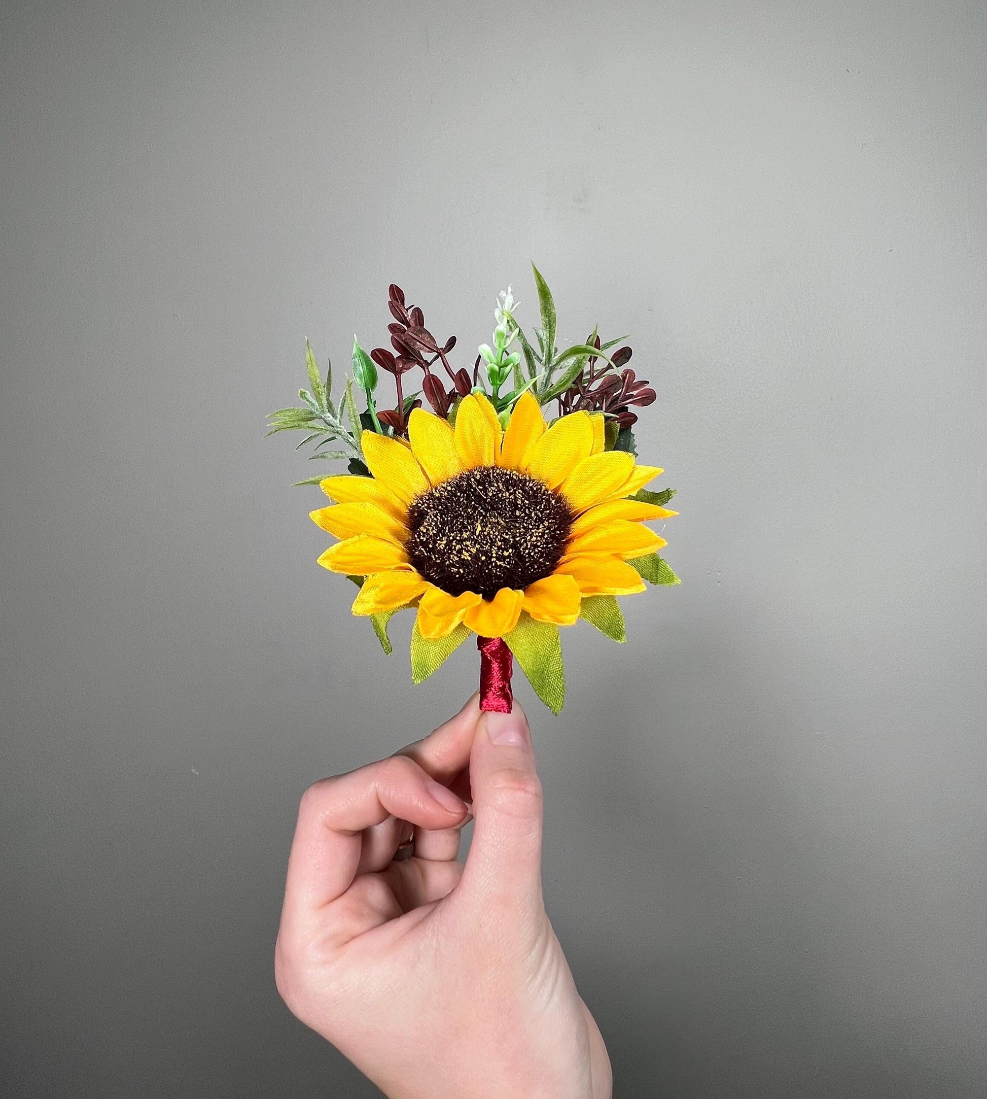 Sunflower Boutonniere Burgundy Wedding Sunflowers Boutonnière Groom Maroon Sunflower Groomamen Boutonniere Prom Yellow Sunflower Artificial