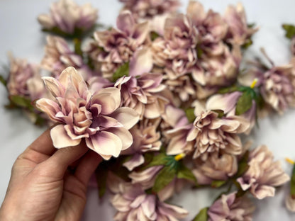 Dusty Rose Flower Heads Wedding Dusty Rose Dahlia Artificial Flowers Blush Pink Dahlia Silk Heads Flower Craft Supplies Dusty Pink Wedding