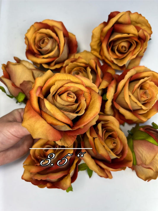 Orange Flower Head Artiricial Rose Rust Flower Heads Autumn Orange Rose Faux Wedding Terracotta Flowers Heads Burnt Orange Silk Roses