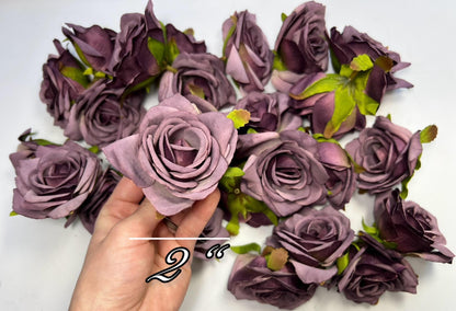 Plum Flower Heads Wedding Dark Purple Roses Artificial Plum Head Rose Silk Deep Purple Wedding Craft Supplies Purple Flowers Head Faux