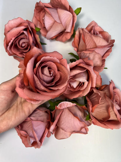 Dusty Rose Flower Heads Artificial Dusty Coral Flower Silk Mauve Rose Dusty Craft Supplies Flower Heads Blush Pink Roses Wedding DIY
