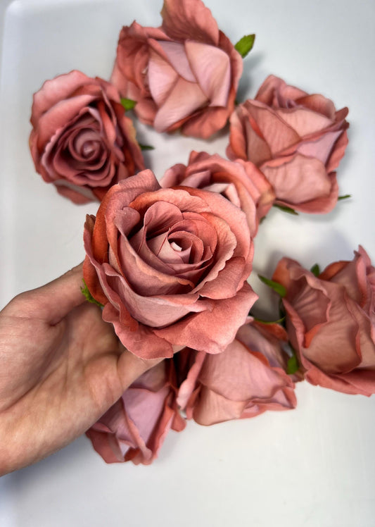 Dusty Rose Flower Heads Artificial Dusty Coral Flower Silk Mauve Rose Dusty Craft Supplies Flower Heads Blush Pink Roses Wedding DIY