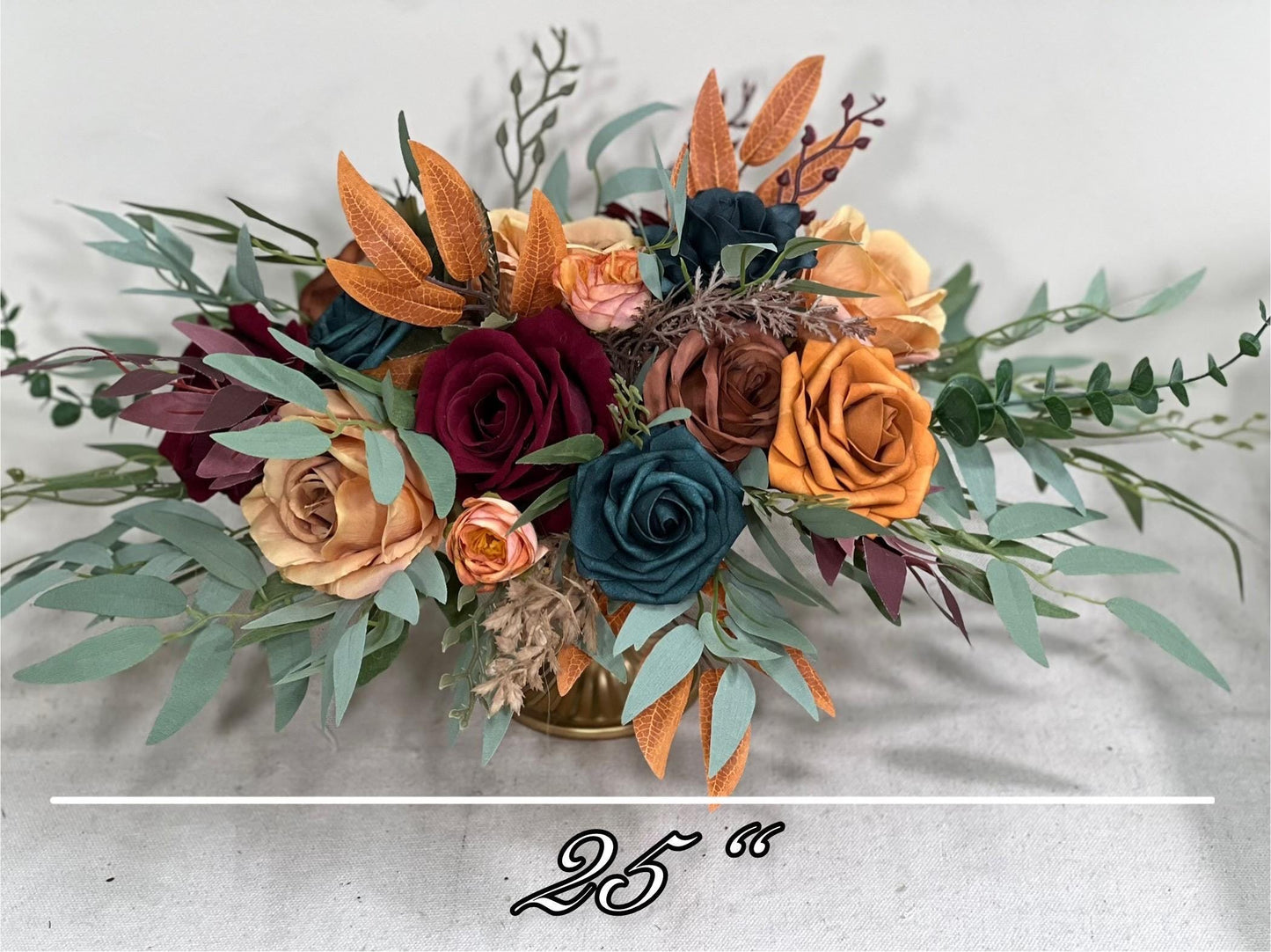 Dark Teal Terracotta Burgundy Centerpiece Wedding Table Decor Teal Rust Wedding Centerpiece Dark Teal Burn Orange Maroon Artificial Flower