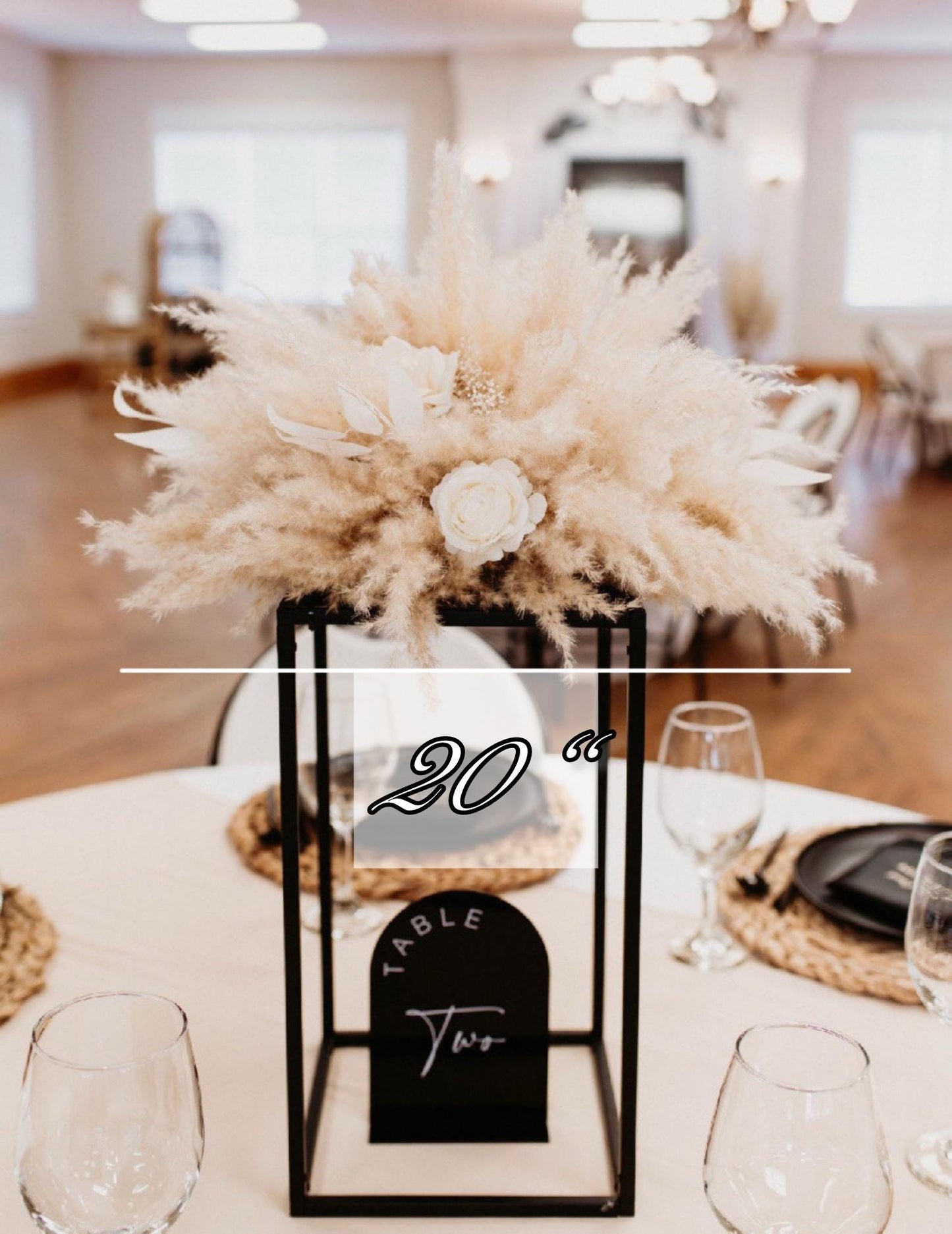 Wedding White Centerpiece Boho Pampas Grass Centerpiece Table Flower Ball Barrel Decor Wiskey Stand Ivory Artificial Flower