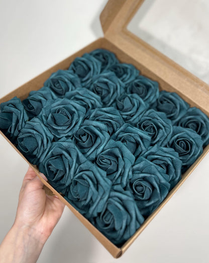 Dark Teal Flower Head Wedding Decor Teal Small Flower Rose Wedding DIY Craft Supplies Wedding Deep Teal Green Flower Head Dark Teal