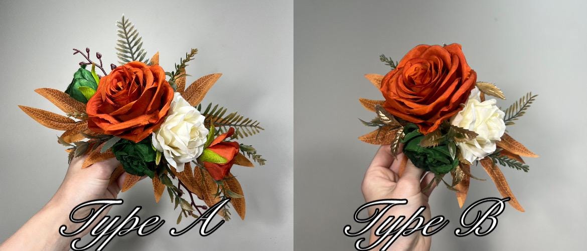 Rust Cake Decor Flower Wedding Terracotta Green Ivory Cake Arrangements Artificial Flower Emerald Green Burnt Orange Champagne Flower Cake