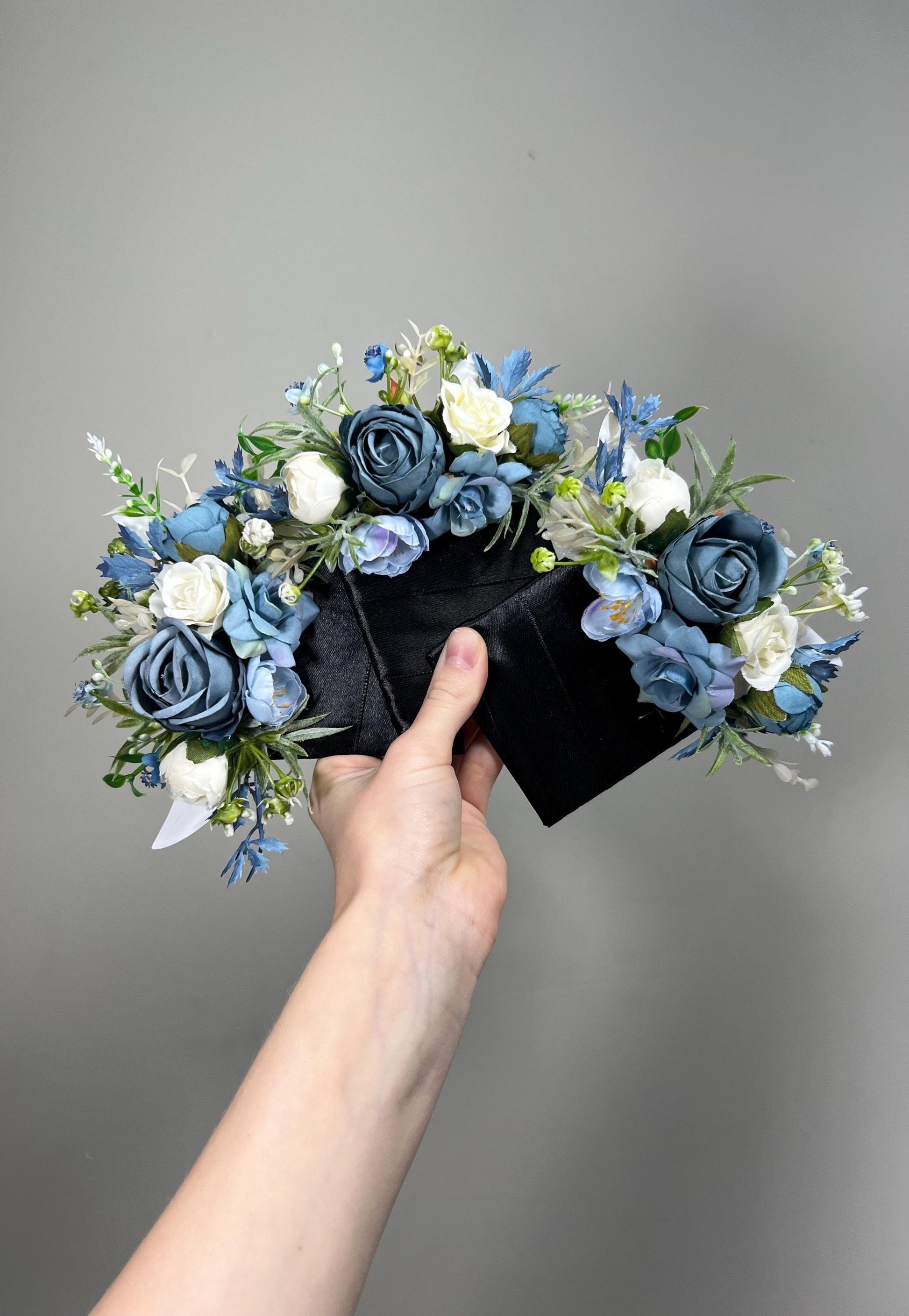 Blue Pocket Boutonniere Wedding Dusty Blue White Groom Boutonnière Square Blue Ivory Blue Groomsmen Boutonniere Pocket Dusty Blue Greenery